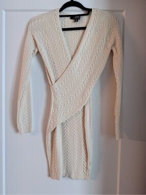Hera Collection Ivory Cable Knit Wrap Dress